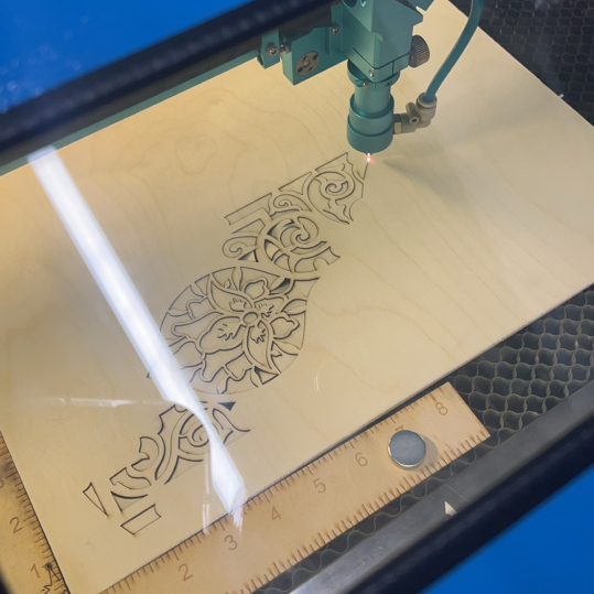 Perform exterior wood panel cutting